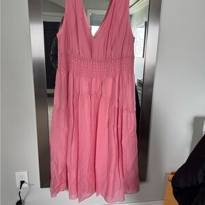 Pink Sleeveless V-Neck Dress